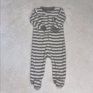 (2 for $10) carters zip up Gray Striped fleece One Piece footie/ sleeper